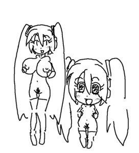 Rating: Explicit Score: 0 Tags: 1girl 2girls alternate_breast_size blush breasts female greyscale hatsune_miku large_breasts long_hair monochrome multiple_girls nipples nude oekaki rule34 tagme thighhighs twintails very_long_hair vocaloid User: bunchy7s
