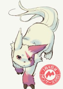 Rating: Safe Score: 0 Tags: ambiguous_gender black_eyes e621 english_text feral fur generation_3_pokemon hi_res japanese_text looking_at_viewer markings nintendo pink_markings pokemon pokemon-specific_day pokemon_(species) red_markings simple_background solo tail text translated white_body white_fur zangoose zangoose_day まる User: bunchy7s