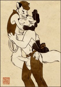 Rating: Explicit Score: 0 Tags: animal_genitalia anthro balls belt bottomless canid canine canis chaps clothed clothing cowboy duo e621 erection fox genitals gloves handwear hat headgear headwear keovi licking male male/male mammal penis rope sheath tail tongue tongue_out wolf User: bunchy7s