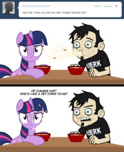 Rating: Safe Score: 0 Tags: black_hair comic cutie_mark dan_(dan_vs.) dan_vs. dan_vs_fim duo e621 english_text equid equine female feral friendship_is_magic fur green_eyes hair hasbro horn male mammal multicolored_hair my_little_pony mythological_creature mythological_equine mythology purple_body purple_eyes purple_fur purple_hair tail text twilight_sparkle_(mlp) two_tone_hair unicorn User: bunchy7s