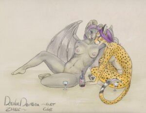 Rating: Questionable Score: 0 Tags: alcohol anthro beverage breasts cadmiumtea cheetah duo e621 felid feline female female/female food gargoyle horn interspecies mammal nipples nude tail traditional_media_(artwork) wine User: bunchy7s