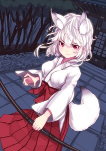Rating: Safe Score: 0 Tags: >:| animal_humanoid asian_clothing bent_arm bow_(weapon) breasts canid canid_humanoid clothing e621 east_asian_clothing extended_arm female grey_hair hair holding_bow_(weapon) holding_object holding_ranged_weapon holding_weapon human_and_animal_ears humanoid japanese_clothing looking_at_viewer mammal mammal_humanoid miko_outfit multi_ear nosuku ranged_weapon red_eyes short_hair solo standing tail weapon User: bunchy7s