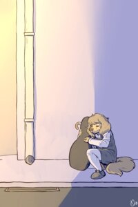 Rating: Questionable Score: 0 Tags: 2010 anthro blind cane canid canine canis clothed clothing disability domestic_dog e621 female gig_bag hi_res maggie_(annamarie) mammal patto scared solo tail User: bunchy7s