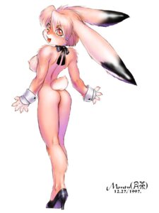 Rating: Questionable Score: 0 Tags: 1997 3:4 5_fingers anthro back_groove bare_back big_breasts biped black_ear_tips bow_(feature) breasts butt choker clothing cuffs_(clothing) dipstick_ears e621 ear_markings female fingers footwear fur hair high_heels jewelry lagomorph leporid looking_at_viewer looking_back looking_back_at_viewer mammal markings mostly_nude multicolored_ears necklace nipples open_mouth open_smile pink_body pink_eyes pink_fur po-ju rabbit ribbons shoes short_hair shoulder_blades simple_background smile solo standing white_background User: bunchy7s