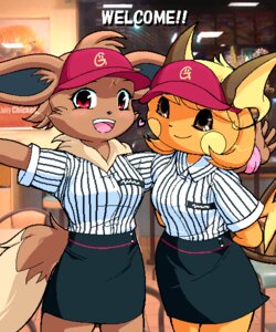Rating: Safe Score: 0 Tags: 5:6 anthro anthrofied breasts brown_body brown_eyes brown_fur canid canine clothing digital_media_(artwork) duo e621 eevee facial_markings female fur g-sun generation_1_pokemon hair hat head_markings headgear headwear heart_symbol looking_at_viewer mammal markings mixed_media nintendo oekaki orange_body photo_background photography_(artwork) pokemon pokemon_(species) pokemorph raichu red_eyes rodent simple_background standing tail User: bunchy7s