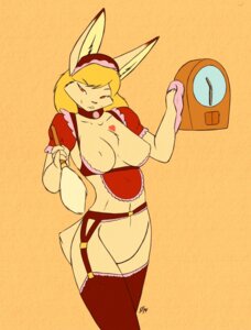 Rating: Questionable Score: 0 Tags: 2014 anthro apron big_breasts biped black_nose blonde_hair bottomless breasts chest_tuft choker cleaning cleaning_tool clock clothed clothing cuckoo_clock e621 feather_duster female fur garter_belt garter_straps hair headdress headgear headwear heart_symbol jewelry lagomorph legwear leporid lingerie long_hair looking_at_viewer maid_uniform mammal necklace nipples rabbit rag red_eyes short_tail simple_background smile solo standing starfighter stockings tail tattoo tuft underwear uniform white_body white_fur User: bunchy7s