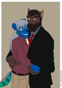 Rating: Safe Score: 0 Tags: 2011 5_fingers accessory anthro arm_around_back beard belt better_version_at_source black_nose blue_body blue_fur brown_body brown_eyes brown_fur brown_hair canid canine canis clothed clothing collared_shirt crocdragon89 dancing domestic_dog dress_shirt duo e621 facial_hair fingers fully_clothed fur grey_hair hair hand_holding humanoid_hands jacket looking_aside looking_at_viewer male male/male mammal nails necktie shirt short_hair smile suit tail topwear unavailable_at_source yellow_eyes yellow_sclera User: bunchy7s
