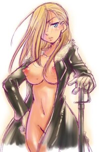 Rating: Explicit Score: 0 Tags: 1girls 2010 blonde_hair blue_eyes blush blushing breasts clothes color colored_sketch erect_nipples female female_only fullmetal_alchemist gloves hair_over_one_eye hand_on_hip human human_only jacket leather_jacket long_hair nipples nude nude_female olivier_mira_armstrong one_eye_covered open_clothes pink_nipples rule34 sawao simple_background sketch solo solo_focus standing sword tagme weapon white_background User: bunchy7s