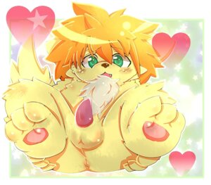 Rating: Explicit Score: 0 Tags: 3_toes animal_genitalia animal_penis anthro anus balls biped blush canid canine canis cute_fangs domestic_dog e621 erection fangs feet fur genitals green_eyes hair heart_symbol lying male mammal nude on_back open_mouth orange_hair pawpads paws penis solo tail tapering_penis teeth toes tsurugi yellow_body yellow_fur User: bunchy7s