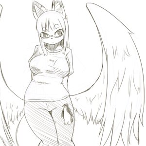 Rating: Safe Score: 0 Tags: 1:1 anthro black_and_white bottomwear breasts canid canine clothing e621 eyewear feathered_wings feathers female fox glasses mammal monochrome novsilv pants shirt simple_background sketch solo topwear white_background wings User: bunchy7s