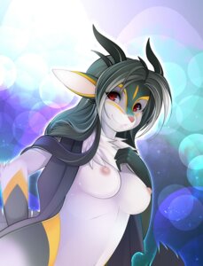 Rating: Questionable Score: 0 Tags: 2011 abstract_background anthro breasts chest_tuft countershading digital_media_(artwork) e621 facial_markings female fur hair head_markings horn long_hair looking_at_viewer mammal markings nipples obsidian_(character) red_eyes shaded simple_background smile solo spragon tsampikos tuft User: bunchy7s