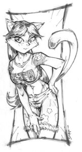 Rating: Questionable Score: 0 Tags: 4_fingers anthro bottomwear breasts cats_n'_cameras clothed clothing domestic_cat dreamer69 e621 felid feline felis female fingers fur_trim_(clothing) graphite_(artwork) greyscale hair hand_on_hip josephine_rodgers long_hair looking_at_viewer mammal midriff monochrome navel raised_tail shirt shorts sketch skimpy solo tail topwear traditional_media_(artwork) wide_hips User: bunchy7s