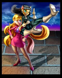 Rating: Safe Score: 0 Tags: accessory action_pose anthro black_border black_hair blonde_hair boots border bottomwear breasts business_suit businesswear callie_briggs clothed clothing crossover domestic_cat duo e621 eyewear felid feline felis female footwear fur glasses green_eyes hair hanna-barbera hi_res high_heeled_boots high_heels kitty_katswell long_hair mallaard mammal necktie nickelodeon one_eye_closed pencil_skirt pose shoes skirt smile suit swat_kats t.u.f.f._puppy yellow_body yellow_fur User: bunchy7s