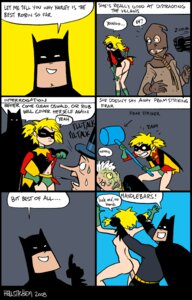 Rating: Explicit Score: 0 Tags: 1girls 2008 4boys batman batman_(bruce_wayne) batman_(series) blonde blonde_female blonde_hair bruce_wayne comedy comic dc dc_comics dialogue female grabbing_from_behind hair harley_quinn hellstroem male naked_female pigtails robin_(dc) robin_(dc)_(other) rule34 scarecrow_(dc) speech_bubble text the_penguin two-face User: bunchy7s