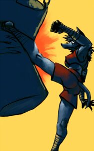 Rating: Questionable Score: 0 Tags: 2010 5:8 action_pose anthro anubian_jackal athletic_wear blue_hair bottomwear bra butt canid canine canis clothed clothing dripdry e621 female hair herro jackal kick kickboxing mammal mature_anthro mature_female midriff muay_thai nipple_outline pose punching_bag rear_view shorts simple_background solo sport sports_bra tail tomboy underwear User: bunchy7s