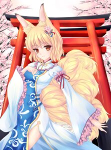 Rating: Safe Score: 0 Tags: accessory animal_humanoid blonde_hair blush canid canid_humanoid canine canine_humanoid cherry_blossom e621 female flower fox fox_humanoid fred0092 hair hair_accessory hi_res humanoid looking_at_viewer mammal mammal_humanoid multi_tail plant prunus_(flower) ran_yakumo red_eyes short_hair solo tail torii touhou User: bunchy7s