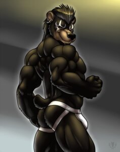 Rating: Questionable Score: 0 Tags: 2013 abs abstract_background american_black_bear anthro athletic bear biceps big_muscles biped black_bear black_body black_fur black_hair black_nose boondox brown_body brown_eyes brown_fur bulge butt clothed clothing digital_media_(artwork) e621 ear_piercing facial_hair facial_piercing fist flexing fur goatee grin hair hi_res jockstrap lip_piercing looking_at_viewer looking_back male mammal muscular muscular_anthro muscular_male naughty_face panties pecs piercing portrait pose presenting presenting_hindquarters raised_arm raised_fist raised_hand rear_view simple_background small_tail smile solo standing tail tan_body tan_fur three-quarter_portrait topless underwear ursine vallhound User: bunchy7s