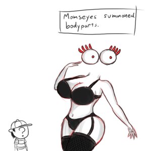 Rating: Questionable Score: 0 Tags: bra breasts cleavage clothed clothing disembodied_eyes duo e621 earthbound_(series) english_text female hat headgear headwear human legwear male mammal momseyes ninten nintendo not_furry question_mark red_eyes simple_background skimpy stockings text timoteihiv underwear white_background User: bunchy7s