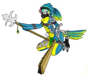 Rating: Questionable Score: 0 Tags: 2011 4_toes amazon anthro ara_(genus) armor avian avian_feet beak bird blue-and-yellow_macaw blue_eyes breasts cleavage clothed clothing e621 feathers feet female flora_parrot footwear glaive holding_macuahuitl holding_melee_weapon holding_object holding_weapon legwear looking_at_viewer macaw macuahuitl melee_weapon neotropical_parrot new_world_parrot non-mammal_breasts parrot polearm signature silvermidnight simple_background skimpy socks solo stirrup_socks toes true_parrot unconvincing_armor warrior weapon white_background zygodactyl User: bunchy7s