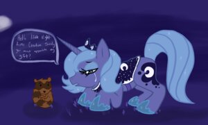 Rating: Safe Score: 0 Tags: clothed clothing cutie_mark duo e621 english_text equid equine female feral friendship_is_magic hasbro horn mammal my_little_pony mythological_creature mythological_equine mythology nude princess-luna princess_luna_(mlp) procyonid raccoon simple_background size_difference tail text toony unicorn User: bunchy7s