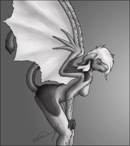 Rating: Questionable Score: 0 Tags: anthro bent_over biped breasts dragon e621 female forceswerwolf furred_wings grey_background greyscale hair horn hybrid long_hair looking_at_viewer membrane_(anatomy) membranous_wings monochrome mythological_creature mythological_scalie mythology non-mammal_breasts nude pink_eyes scalie side_boob simple_background solo standing tail tanjia white_hair wings User: bunchy7s
