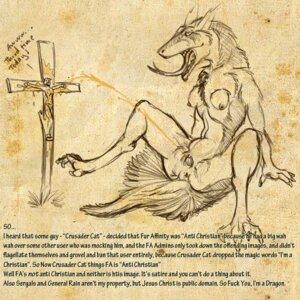 Rating: Explicit Score: 0 Tags: 1:1 anthro bodily_fluids chest_tuft christian_cross christian_symbol christianity cross crucifix crucifixion cuprohastes deity drama duo e621 english_text female fur genital_fluids genitals golden_shower human jesus_christ lol_comments macro male mammal nude parody peeing profanity rain_silves religion religious_symbol sacrilegious satire sergal size_difference sketch spread_legs spreading text torture tuft urine urine_on_belly urine_on_chest urine_on_leg urine_stream vulva watersports User: bunchy7s