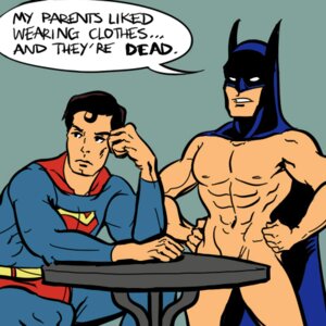 Rating: Explicit Score: 0 Tags: 2boys abs batman batman_(bruce_wayne) batman_(series) biceps black_hair bruce_wayne cape clark_kent convenient_censoring cowl dc dc_comics endpiece funny gay hands_on_hips human interspecies justice_league kal-el kryptonian looking_away male male_only mostly_nude muscles pecs pointless_censoring rule34 serratus_anterior sitting_at_table speech_bubble superhero superhero_costume superman superman_(clark_kent) superman_(series) uncensored yaoi User: bunchy7s