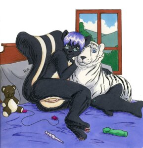 Rating: Explicit Score: 0 Tags: ambiguous_penetration anthro bed dildo e621 eyewear felid female furniture genitals glasses inside mammal mephitid nude on_bed pantherine penetration plushie sex_toy skunk solo stripes tail teddy_bear tiger traditional_media_(artwork) vibrator vulva zannah User: bunchy7s