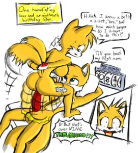 Rating: Explicit Score: 0 Tags: anthro arms_behind_back ass bed canine counter cowgirl_position female fox fur game_controller male mammal meme motion_blur multi_tail norithics penis rule34 rule_63 selfcest sex sonic_(series) speech_bubble straight straight_hair tagme tail tails tails_the_fox tailsko tears text wiimote User: bunchy7s