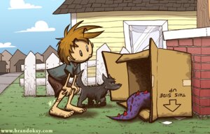 Rating: Safe Score: 0 Tags: ambiguous_gender box brandokay brandon_kraemer building canid canine canis container domestic_dog duo_focus e621 feral grass group house human humor in_box in_container it's_a_trap lawn male mammal meme neighborhood plant purple_body purple_scales quadruped scales scalie tail User: bunchy7s