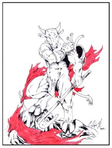 Rating: Explicit Score: 0 Tags: animal_genitalia anthro balls border bovid bovine e621 european_mythology genitals greek_mythology hooves horn male mammal minotaur mythology negy nude penis penis_tip sheath solo tail warrior white_border User: bunchy7s