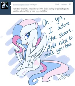 Rating: Safe Score: 0 Tags: blue_eyes cutie_mark e621 english_text equid equine female feral fur hair hasbro hi_res mammal mlp_g3 multicolored_hair my_little_pony mythological_creature mythological_equine mythology pegasus pre-g4 probablyfakeblonde simple_background solo star_catcher_(pre-g4) text tumblr white_background white_body white_fur wings User: bunchy7s