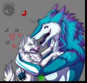 Rating: Questionable Score: 0 Tags: alpha_channel anthro blue_body blue_fur breasts canid canine canis duo e621 female fur kymimary mammal sergal side_boob silvergrin tail wolf User: bunchy7s