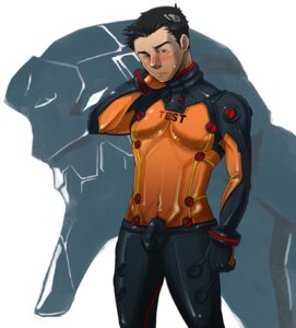 Rating: Questionable Score: 0 Tags: 1boy absol_(dkqthf) black_eyes black_hair blush bulge clothing flaccid male male_focus male_only maou_abusorun muscles neon_genesis_evangelion penis pubic_hair rule34 simple_background smooth_skin solo tight_clothes toji_suzuhara toned toned_male white_background User: bunchy7s