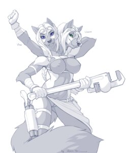 Rating: Explicit Score: 0 Tags: 2013 2_heads 4_arms anthro blue_eyes bottomless bottomwear braided_hair breasts canid canine clothed clothing conjoined crop_top dicephalic_twins digital_media_(artwork) duo e621 eyewear female fox genitals gloves goggles green_eyes greyscale gun hair handwear hi_res looking_at_viewer mammal monochrome multi_arm multi_head multi_limb multifur nipples pipe_wrench ranged_weapon shirt simple_background skimpy skirt smile tools topwear vira_and_viana_(fox_xd) vulva weapon white_background white_bottomwear white_clothing wolfy-nail wrench User: bunchy7s