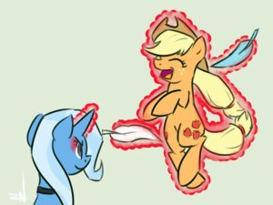 Rating: Safe Score: 0 Tags: 2012 4:3 applejack_(mlp) blonde_hair clothing cowboy_hat cutie_mark duo e621 earth_pony equid equine female feral freckles friendship_is_magic glowing hair hasbro hat headgear headwear horn horse loose_feather magic mammal multicolored_hair my_little_pony mythological_creature mythological_equine mythology ponchuzn pony purple_eyes signature simple_background tail tickling trixie_(mlp) two_tone_hair unicorn User: bunchy7s