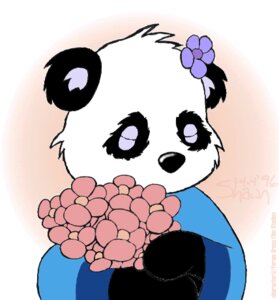 Rating: Safe Score: 0 Tags: 1996 accessory anthro bear black_body black_fur black_nose blue_clothing bouquet clothed clothing e621 eyes_closed female female_anthro flower flower_in_hair fur generic_flower giant_panda gradient_background hair hair_accessory holding_bouquet holding_flower holding_object low_res mammal plant purple_inner_ear simple_background solo tender tuft unknown_artist white_body white_fur User: bunchy7s