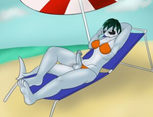 Rating: Explicit Score: 0 Tags: 2014 absurd_res anthro aquatic balls beach bikini biped blue_penis breasts clothing cloud e621 erection eyewear fish genitals green_hair grey_body grey_skin gynomorph hair hi_res humanoid_genitalia humanoid_penis intersex lying non-mammal_breasts nx-42 on_back outside penis penis_poking_out seaside shark sharktic sky solo sunglasses swimwear two-piece_swimsuit User: bunchy7s
