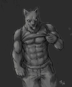 Rating: Safe Score: 0 Tags: 2009 abs anthro athletic biceps big_muscles biped bottomwear canid canine canis clothed clothing clothing_lift e621 fffffolder fur male mammal monochrome muscular muscular_anthro muscular_male nipples pants partially_clothed pecs pose shirt shirt_lift solo standing tank_top tongue tongue_out topwear wolf User: bunchy7s