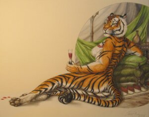 Rating: Questionable Score: 0 Tags: anthro beverage breasts butt e621 feet felid female food hindpaw jewelry mammal necklace nude pantherine paws pinup pose side_boob solo stripes tail teiirka tiger traditional_media_(artwork) User: bunchy7s