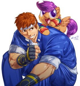 Rating: Safe Score: 0 Tags: 0r0ch1 2012 brown_eyes brown_hair clothing crossover duo e621 equid equine feathered_wings feathers female feral fingerless_gloves friendship_is_magic gloves hair handwear hasbro human king_of_fighters male mammal my_little_pony mythological_creature mythological_equine mythology open_mouth orange_body orange_feathers pegasus purple_eyes purple_hair scootaloo_(mlp) shingo_yabuki simple_background tail white_background wings User: bunchy7s