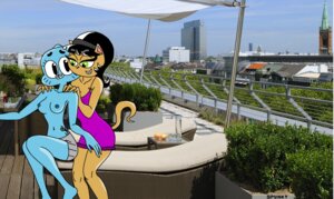 Rating: Questionable Score: 0 Tags: 2013 anthro blue_body blue_fur breasts cartoon_network clothed clothing crossover domestic_cat duo e621 felid feline felis female female_anthro fur kitty_katswell mammal mixed_media nickelodeon nicole_watterson nipples photo_background photography_(artwork) t.u.f.f._puppy the_amazing_world_of_gumball topless trollingmeister User: bunchy7s