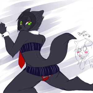 Rating: Questionable Score: 0 Tags: 1:1 accessory anthro black_body black_fur black_hair black_nose brown_eyes canid canine canis duo e621 fur geekidog hair hi_res male mammal necktie wolf User: bunchy7s