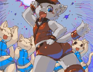 Rating: Safe Score: 0 Tags: ambiguous_gender anthro blush bottomwear butt clothing collar dance_commander dancing digital_media_(artwork) domestic_cat e621 ear_piercing felid feline felis group hat headgear headwear koimega leather looking_back mammal oekaki open_mouth piercing shorts standing tail User: bunchy7s