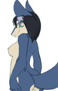 Rating: Questionable Score: 0 Tags: anthro black_hair blue_body blue_fur breasts butt canid canine countershading e621 facial_markings female fox fur grin hair head_markings hi_res looking_at_viewer looking_back mammal markings nipples nude pmoss side_boob simple_background smile solo tail white_background xial User: bunchy7s
