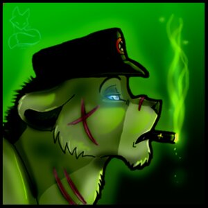 Rating: Safe Score: 0 Tags: 1:1 blue_eyes cheek_tuft cigar clothing digital_media_(artwork) e621 eyebrows facial_tuft felid fur green_background green_body green_fur green_nose green_theme half-closed_eyes hat headgear headshot_portrait headwear icon lion low_res male mammal narrowed_eyes pantherine portrait scar shaded side_view simple_background skeleion smoke smoking solo tuft wounded User: bunchy7s