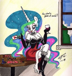 Rating: Questionable Score: 0 Tags: 2014 ace_of_hearts alcohol anthro anthrofied armwear beverage big_breasts biped boots breasts card cleavage clothed clothing container corset cup dialogue dress drinking_glass e621 elbow_gloves english_text equid equine feathered_wings feathers female food footwear friendship_is_magic furniture gaming_request glass glass_container glass_cup gloves hair handwear hasbro heart_symbol hearts_(suit) heel hi_res high_heeled_boots high_heels holding_card holding_object holding_single_card horn lingerie long_hair looking_at_viewer mammal multicolored_hair my_little_pony mythological_creature mythological_equine mythology newyorkx3 on_table pink_eyes playing_card poker poker_chip princess_celestia_(mlp) purple_eyes shoes sitting sitting_on_table smile solo sparkles stack suit_symbol table text topwear white_body white_feathers window wine wine_glass winged_unicorn wings User: bunchy7s