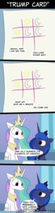 Rating: Safe Score: 0 Tags: 2013 absurd_res blue_body blue_eyes blue_feathers blue_hair comic crown dialogue duo e621 english_text equid equine feathered_wings feathers female feral friendship_is_magic gold_(metal) hair hasbro headgear hi_res horn jewelry loceri mammal moon multicolored_hair my_little_pony mythological_creature mythological_equine mythology naughts_and_crosses necklace paper princess_celestia_(mlp) princess_luna_(mlp) purple_eyes royalty sibling_(lore) sister_(lore) sisters_(lore) sun text tic-tac-toe white_body white_feathers winged_unicorn wings User: bunchy7s