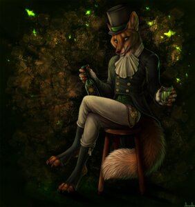 Rating: Safe Score: 0 Tags: 4_toes 5_fingers abstract_background anthro beverage biped bottle bottomwear canid canine claws clothing coat container crossed_legs cup detailed double-breasted e621 feet fingerless_gloves fingers fluffy fluffy_tail footwear fox fur furniture gloves green_eyes handwear hat headgear headwear holding_bottle holding_container holding_cup holding_object legwear looking_at_viewer male mammal orange_body orange_fur pants rukis simple_background sitting socks solo stirrup_socks stool tail tailcoat toes top_hat topwear User: bunchy7s