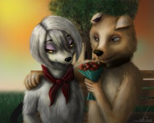 Rating: Safe Score: 0 Tags: 5:4 amber_eyes anthro bouquet brown_eyes canid canine canis collar domestic_dog duo e621 female flower fur grey_body grey_fur hair laila_(roadside_romeo) male male/female mammal nightsgirl666 plant roadside_romeo romantic romantic_ambiance romeo_(roadside_romeo) white_body white_fur User: bunchy7s
